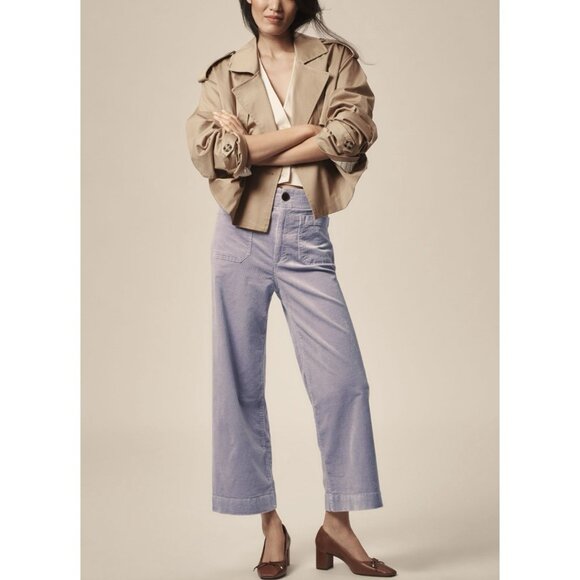 Anthropologie Maeve Colette Cropped Wide-Leg Corduroy Pants Womens 32 Purple NWT - Picture 2 of 11